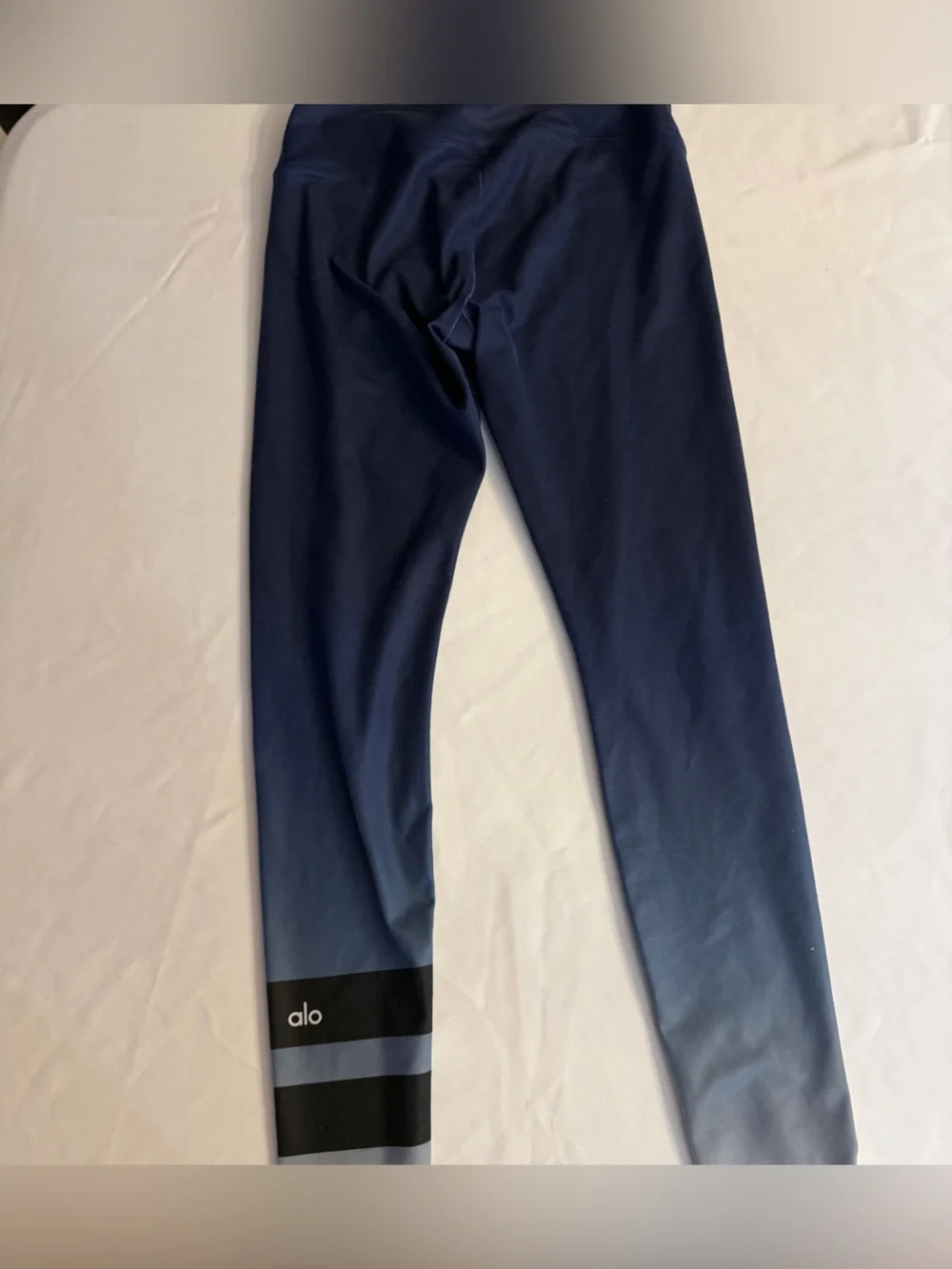 ALO Yoga Navy Ombre Leggings with Black Ankle Stripes